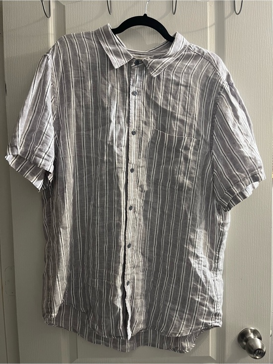 Madewell Other - Madewell Men's XL Perfect Fit Striped Button-Up Shirt Gray 100% linen